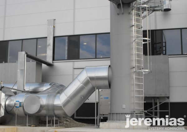 System odprowadzania spalin Jeremias użyty w  kotłowni przemysłowej.